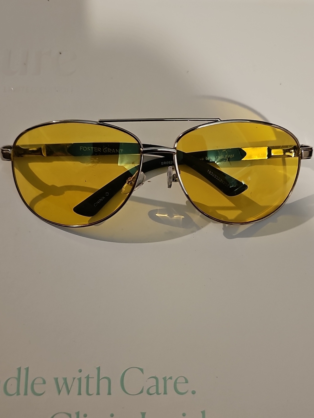 Foster Grant Men’s Aviator Sunglasses with Yellow Lenses